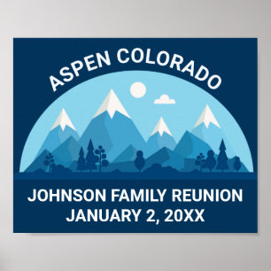 Custom Winter Family Reunion Party Snowy Mountain Poster