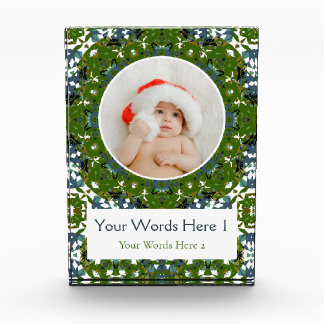 Custom Winter Green Grey Christmas Decor Gift Photo Block