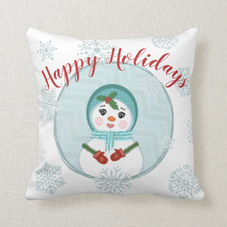 Custom Winter Holiday Christmas Snow Woman Pillow