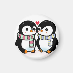 Custom Winter Penguin Love Magnet