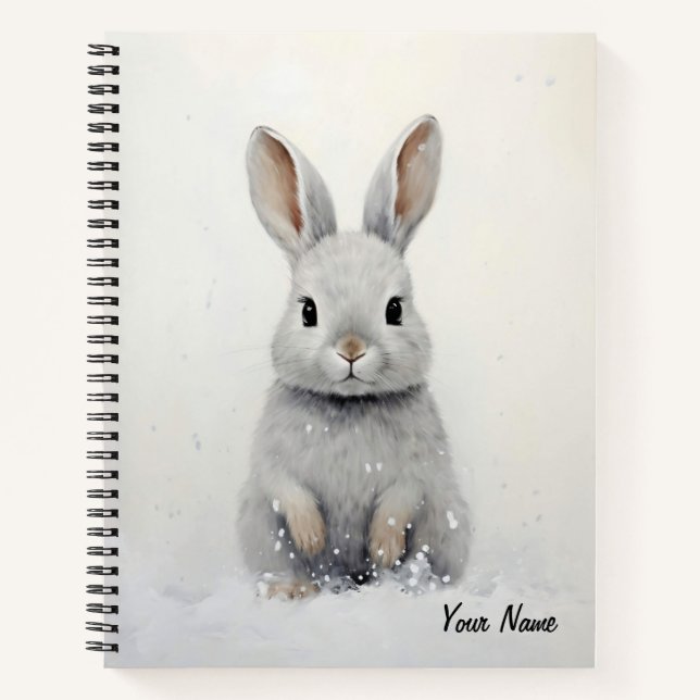 Custom Winter Rabbit Love Cute Aesthetic Notebook (Front)