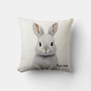 Custom Winter Rabbit Pet Love Cute Aesthetic Throw Pillow