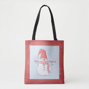Custom Winter Snowman Merry Christmas Tote Bag