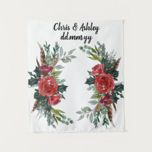Custom Winter Wedding Reception Christmas Prop Tapestry
