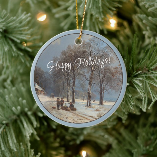 Custom Winter Wonderland Landscape Art Painting Ceramic Ornament (Tree)