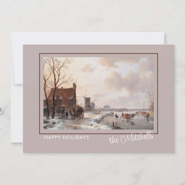 Custom Winter Wonderland Landscape Art Painting Holiday Card (Front)