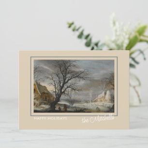 Custom Winter Wonderland Landscape Art Painting Holiday Card