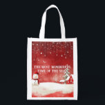 Custom Winter Wonderland Scene Christmas Snowman Reusable Grocery Bag<br><div class="desc">A Cute Christmas design. Customize this to your liking!</div>