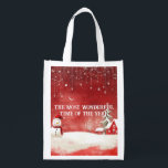 Custom Winter Wonderland Scene Christmas Snowman Reusable Grocery Bag<br><div class="desc">A Cute Christmas design. Customize this to your liking!</div>