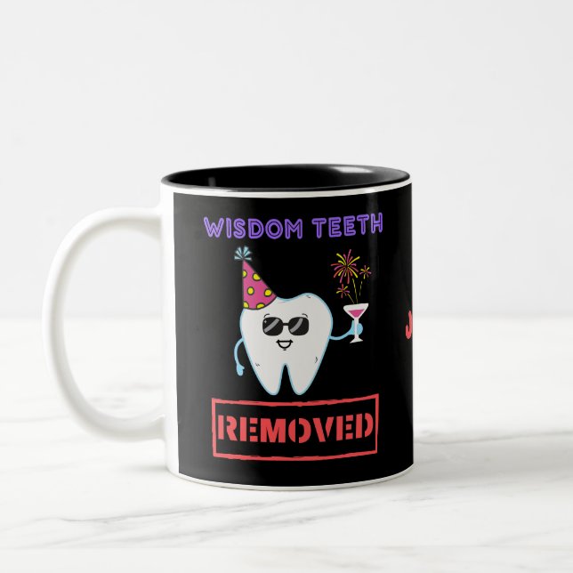 Custom Wisdom Teeth Removed. Cute Tooth Fairy Gift Two-Tone Coffee Mug (Left)