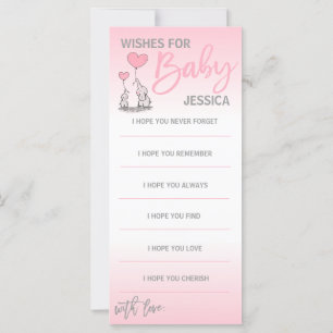 Custom Wishes for BABY Shower Girl Pink Elephant