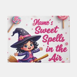 Custom Witch & Candy Sky Welcome Mat for Front Por
