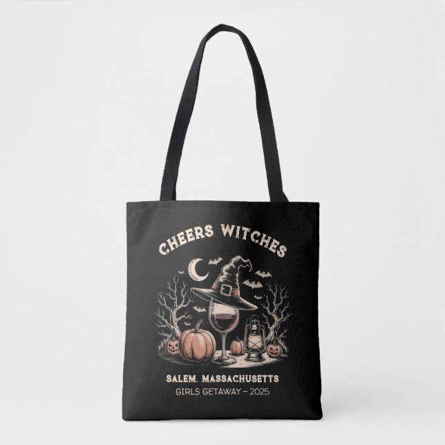 Custom Witchy Wine – Salem Halloween Trip Tote Bag (Front)