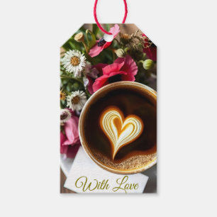 Custom "With Love" Cup of Coffee & Red Poppies Gift Tags
