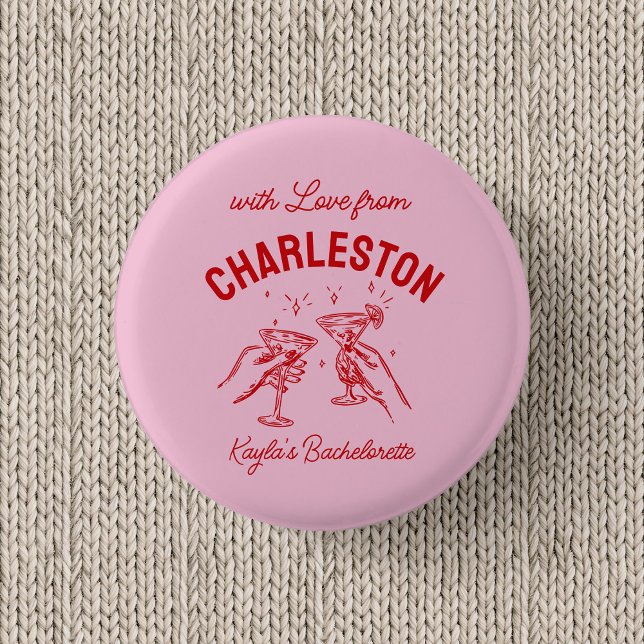 Custom With Love from Destination Bachelorette 1 Inch Round Button (Creator Uploaded)