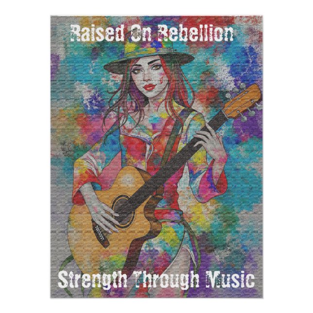 Custom Woman Guitarist Abstract Art Inspirational Poster (Front)