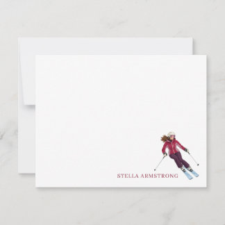 Custom Woman Skier Note Card