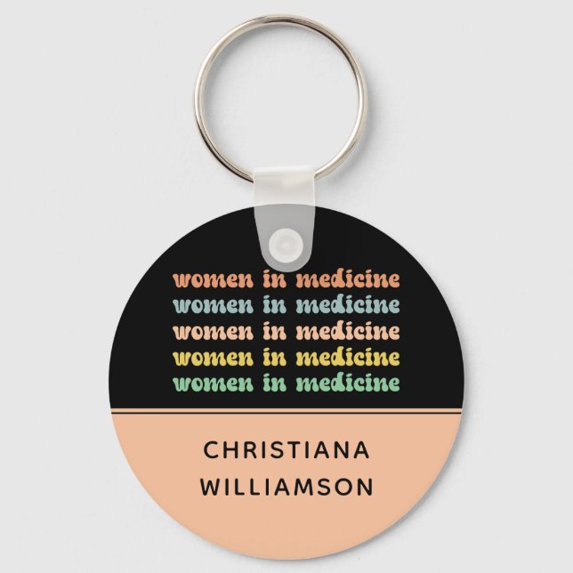 Custom Women in Medicine Retro Future Nurse Keychain (Front)