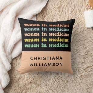Custom Women in Medicine Retro Future Nurse Throw Pillow