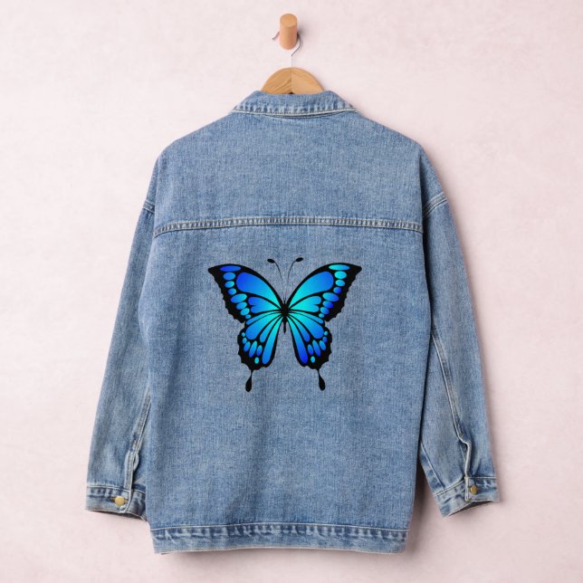 Custom Women's Denim Jean Jacket Butterfly  (Hangar)