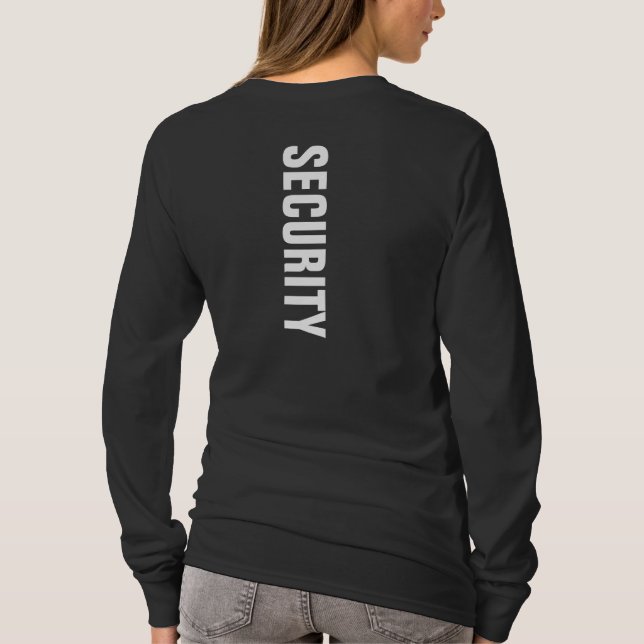 Custom Womens Double Sided Print Security B & W T-Shirt (Back)