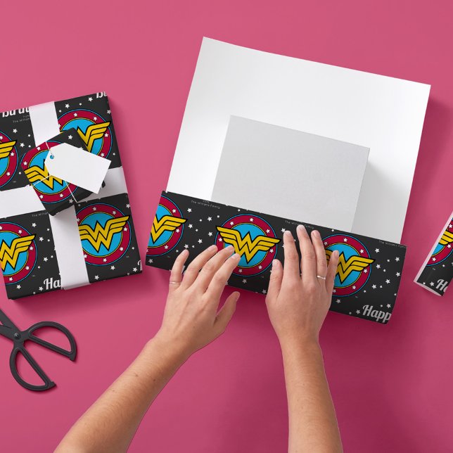 Custom Wonder Woman Happy Birthday Wrapping Paper (Creator Uploaded)