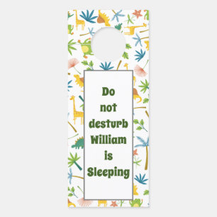 Custom wonderful pattern safari animal white green door hanger