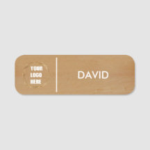 Custom Wood Business Logo Basic Employee Staff Nam