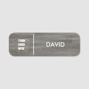 Custom Wood Business Logo Basic Employee Staff  Name Tag