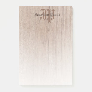 Custom Wood Look Old Calligraphy Monogram Template Post-it Notes
