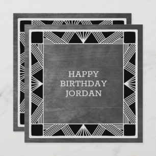 Custom Wood Modern Masculine Grey Birthday Card