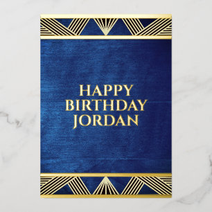 Custom Wood Modern Navy Blue Masculine Birthday