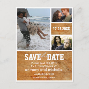 Custom wood photo block wedding save the date