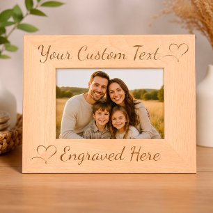 Custom Wood Photo Frame, Engraved Picture Gift Etched Frames