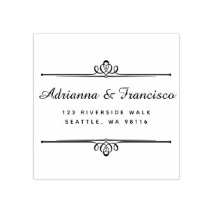 Custom Wooden Chic Wedding Script Return Address Rubber Stamp