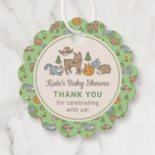 Custom Woodland Animals Baby Shower Favour Tags