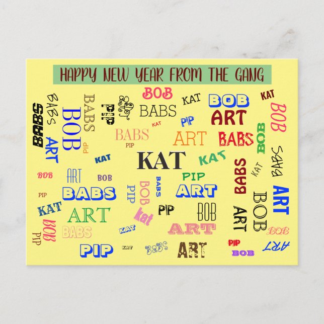 Custom Word Cloud Personalized Family Name Postcard (Front)