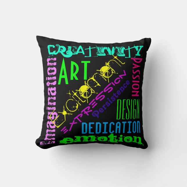 Custom Words Artistic Expression Colourful Pillow (Front)