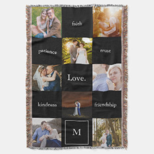 Custom Words Photos Meaningful Gift in Black Throw Blanket