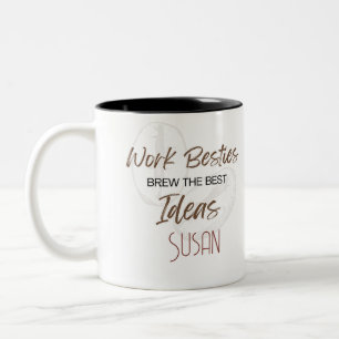 Custom Work Bestie Coffee Lover Gift Two-Tone Coffee Mug