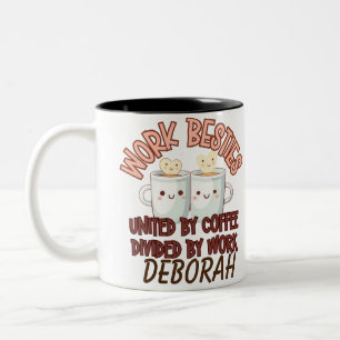 Custom Work Bestie Coffee Lover Gift Two-Tone Coffee Mug