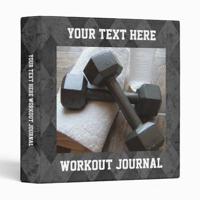 Custom Workout Journal, Exercise Schedule Book Binder (Front/Spine)
