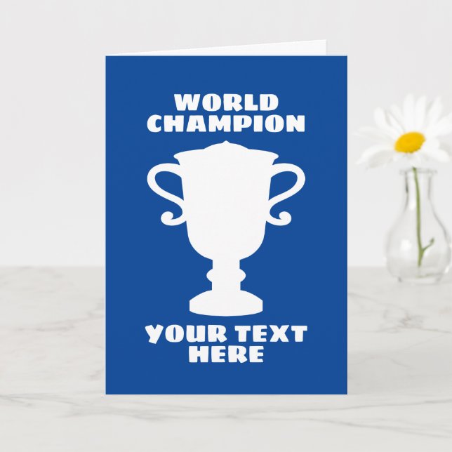 Custom world champion trophy silhouette greeting card (Small Plant)