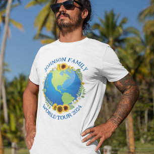 Custom World Tour Earth in Sunflowers Cool T-Shirt