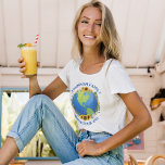 Custom World Tour Earth in Sunflowers Cute Women's T-Shirt<br><div class="desc">Customize these awesome world tour women's t-shirts for a touring band or family vacation road trip. The planet is wrapped in a beautiful floral wreath of sunflowers and vines. Cute custom travel tees to explore the Earth.</div>