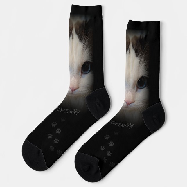 Custom World's Best Cat Dad Crew Socks (Left)