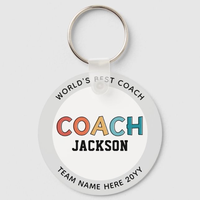 Custom World's Best Coach | Retro Team Coach Gifts Keychain (Front)