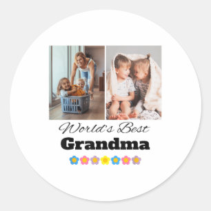 Custom Worlds Best Grandma Photo - Personalize Wit Classic Round Sticker