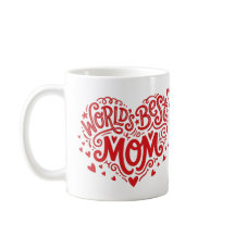 Custom World's Best Mom Red Heart Photo Mug