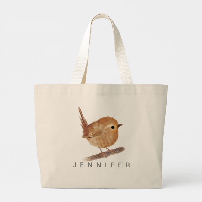 Custom Wren Bird Tote Bag (Back)